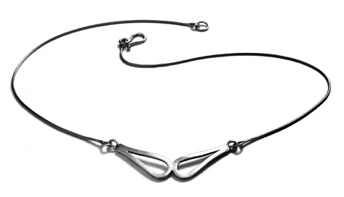LOOP $170-sterling silver double loop necklace with sanding disk texture (16" snake chain) LOOP $170-sterling silver double loop necklace with sanding disk texture (16" snake chain)